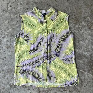 Kaneohe Bay Clothing Co. Vintage 100% Rayon Tropical Palm Sleeveless Top S